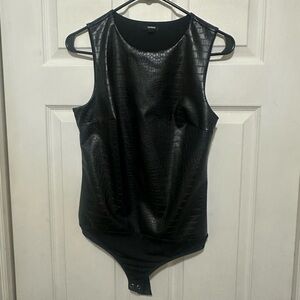 Express Black Textured Bodysuit